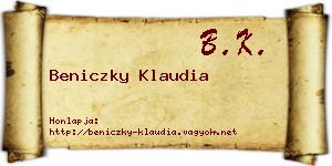 Beniczky Klaudia névjegykártya